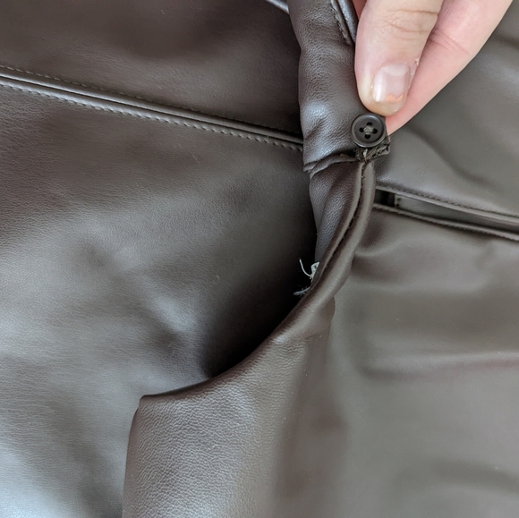 Sleeveless Brown Pleather Mini Dress - Picture 9 of 9